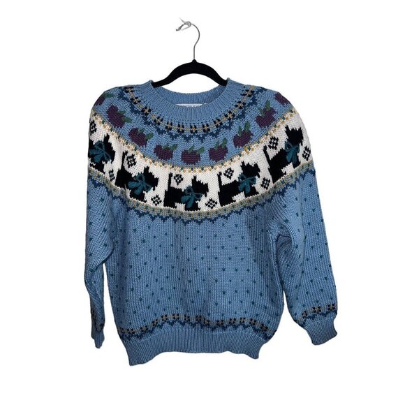 NORTHERN ISLES Womens Acrylic Knit Scottie Doggie Pullover Sweater Sz M - Picture 1 of 10